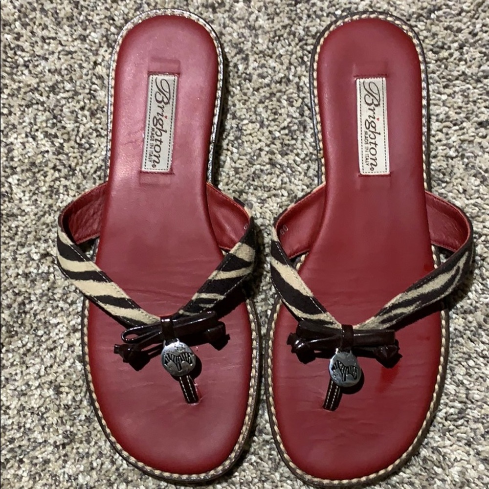 Brighton flip flops size 7 zebra stripes